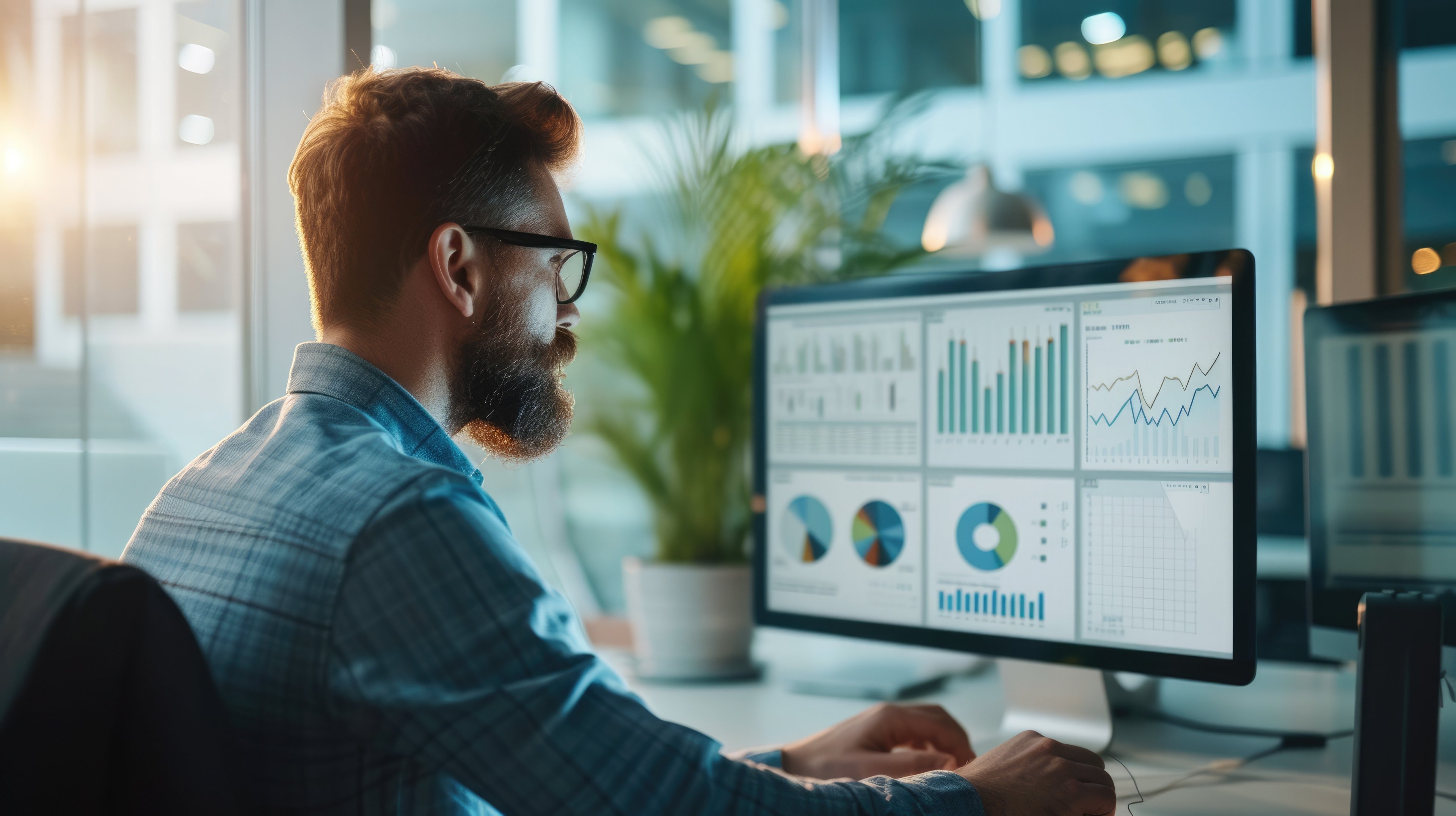 Analista revisando inteligencia de mercado y precios en tiempo real con IA
